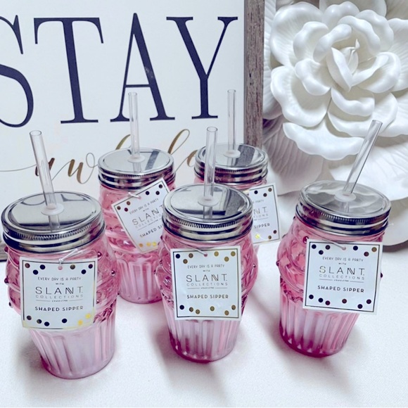 LOT 5 SLANT COLLECTION – Pink Cupcake 15.5oz. Jar Sipper - Picture 5 of 5